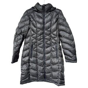 Andrew Marc packable premium down long puffer jacket black women's size L